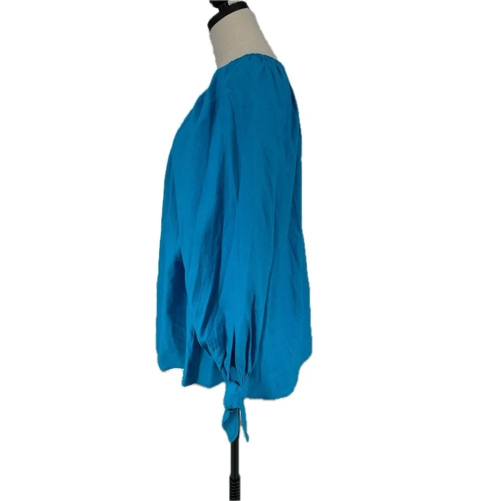 NWT Michael Kors Plus Size Off the Shoulder Top, Milos Blue, 3X‎ Linen Blend